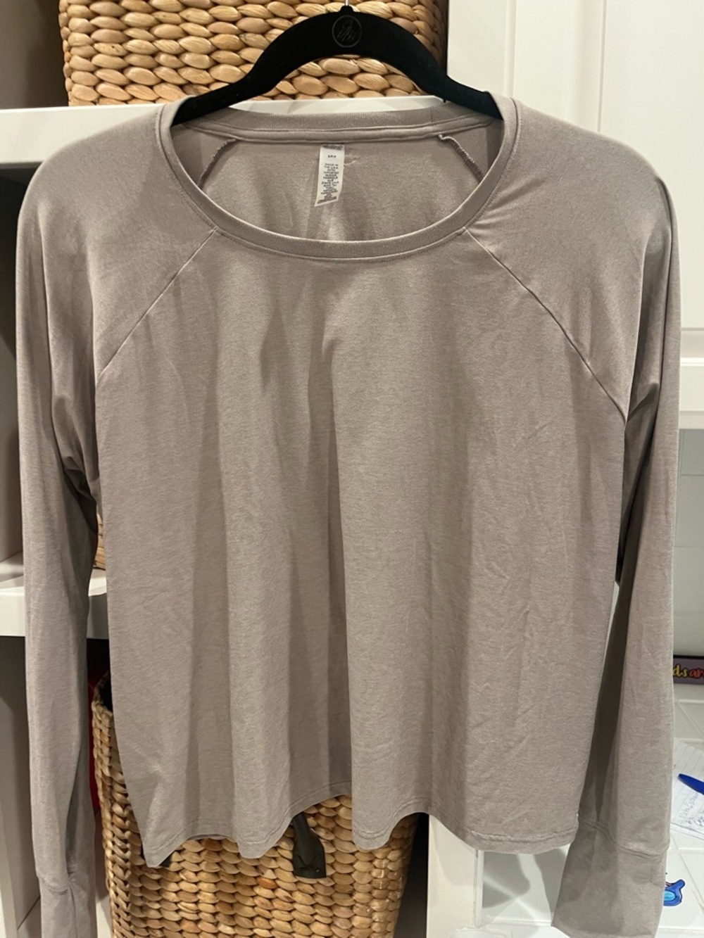 Beyond Yoga Light Taupe Long Sleeve Raglan Top